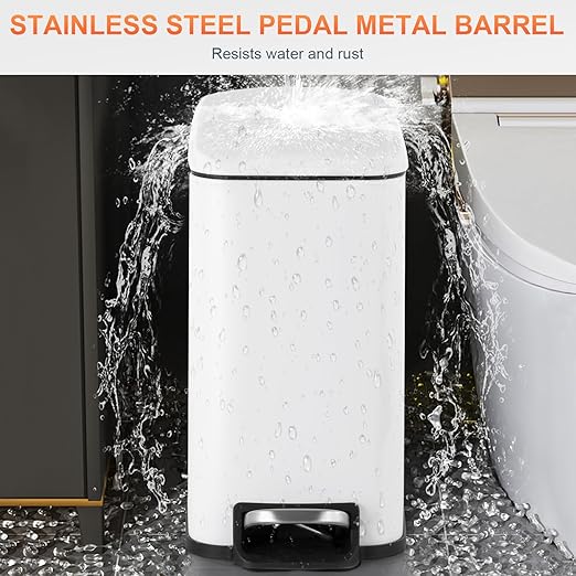 PayLessHere 1.3 Gallon Trash Can Kitchen Trash Can Stainless Steel Trash Can Garbage Can with Removable Plastic Inner Bucket Lid Foot Pedal for Home Kitchen Bedroom Bathroom Kitchen Waste Bin