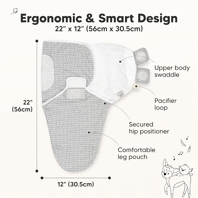 KeaBabies 3-Pack Organic Baby Swaddle Sleep Sacks - Swaddles for Newborns, Infant 0-3 Months, Baby Girls, Boys, Soft & Snug Newborn Sleep Sack, Nursery Swaddling Blankets (Nordic)