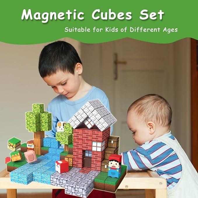 Magnetic Building Blocks for Kids - 150pcs Magnetic Cubes Tiles, STEM Montessori Educational Construction Toys for Toddlers Boys & Girls Ages 3-4, 5-10 Year Olds Christmas Birthday Gifts Stacking Toy