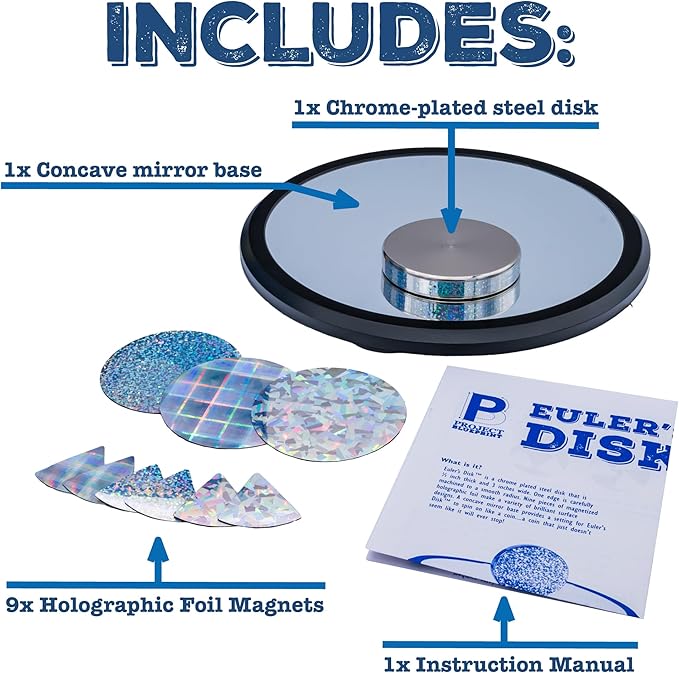 Toysmith Euler’s Disk – Create A Hypnotic Display of Light & Sound- Science Desk Decor for Home and Office – Physics Toys for Adults & Kids 8+
