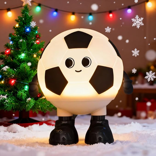Cute Soccer Ball Fun Night Light - Dimmable RGB Touch Control Lamp, USB-C Rechargeable, Stress Relief Toy for Sports Fans, Home Decor and Gift