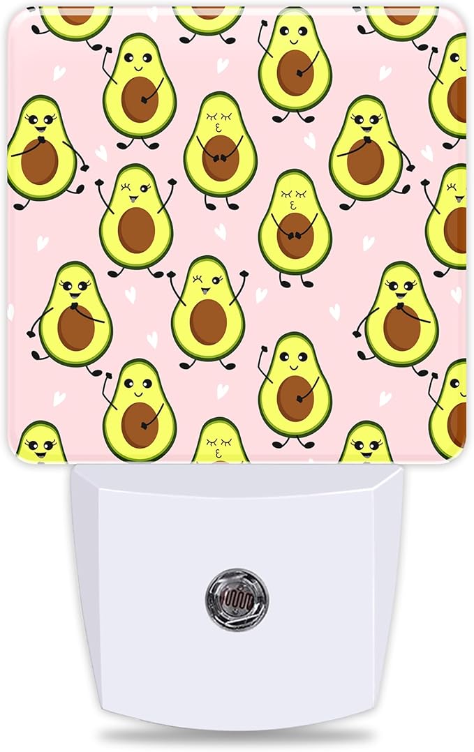 Cute Pink Avocado Night Light Plug into Wall with Dusk to Dawn Light Sensors Heart Shaped Avocado Night Light LED Lamp for Bedroom Hallway Home Wall Decor Nightlight for Girls Boys Men Women