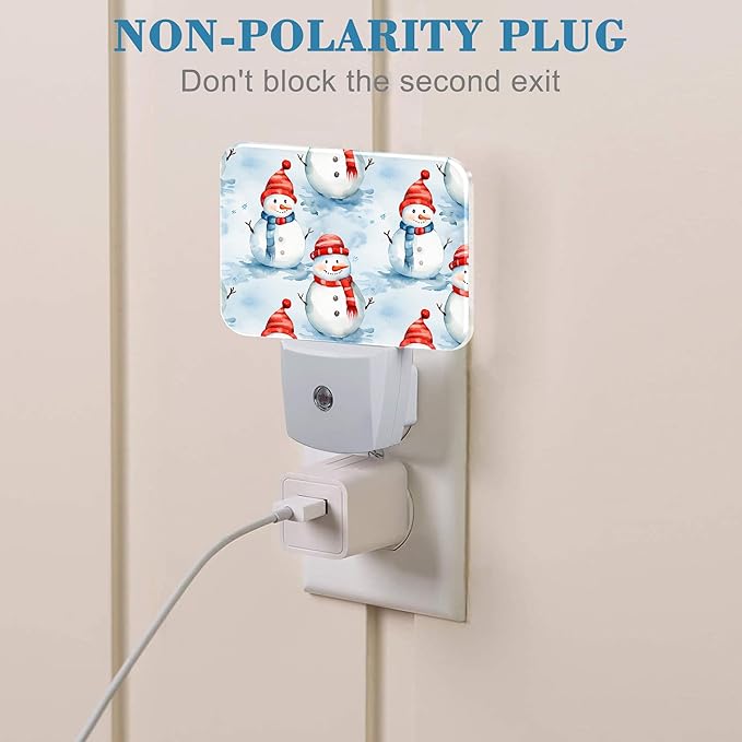 Christmas Cartoon Cute Snowman Night Light for Kids, Christmas Snowman LED Night Light Plug into Wall with Dusk to Dawn Sensor for Girls Boys Bedroom,Hallway,Kitchen,Bathroom,Stairs Decor