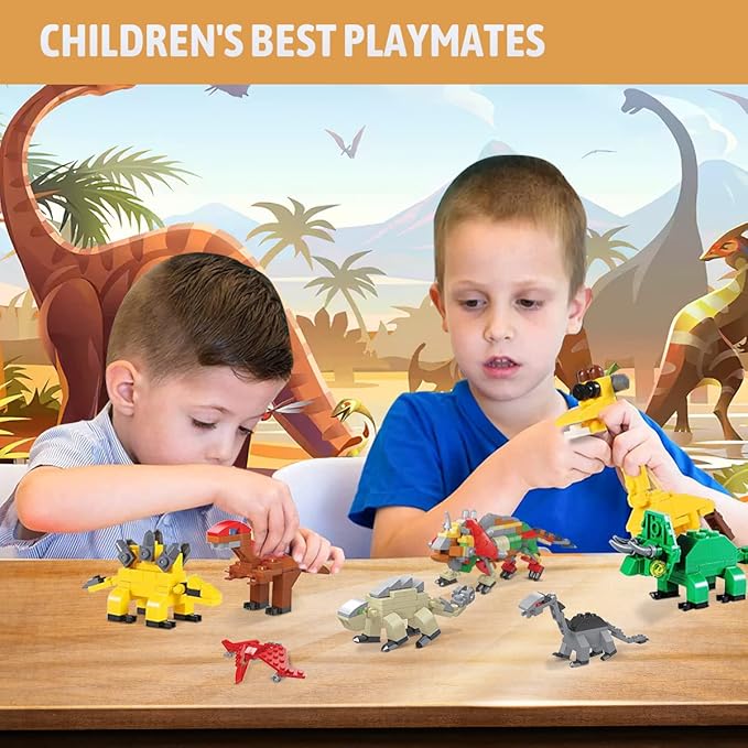 Mini Building Block Sets,12 Pack Dinosaur Toys Building Blocks, 6 in 1 STEM Toys Eggs Building Sets, Party Favors for Kids Goodie Bags Prizes Birthday