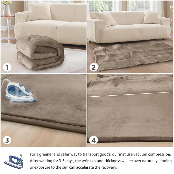 Baby Play Mat for Floor Tummy Time Mat Nursery Rug Muscle Mat Area Rug Playroom Rug Tatami Mat 6'7"x4'11" Memory Foam 1.3" Thick Crawling Mat For Babies,Toddlers, Infants, Kids,Floor Mat(Brown)