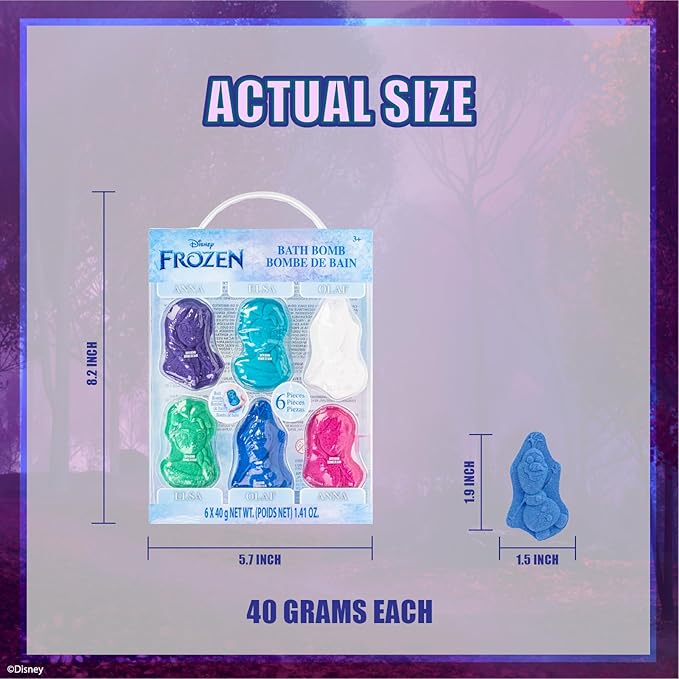 Disney Frozen 6 Pack Berry Scented Bath Bombs - Ages 3+ Character Molded Bath Bombs – Fun & Bright Colors - Great Birthday Gifts, Stocking Stuffers, Slumber Parties, Spa Days & More by Townley Girl