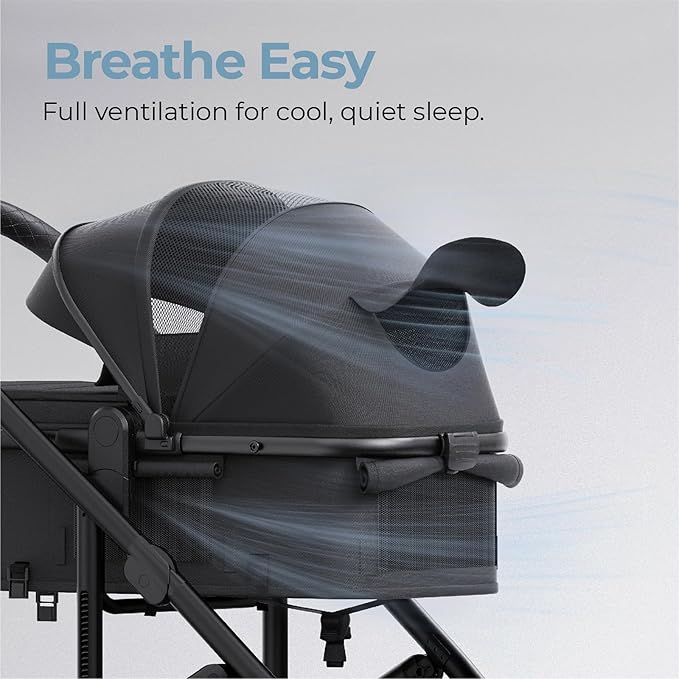 newyoo Bassinet Stroller for Infant, Nestro 516M, Convertible Baby/Toddler Strollers w Reversible Seat & Cup Holder, Coches para Bebes, 2-in-1 Rear-Facing Pram, One-Hand Quick Fold, Black