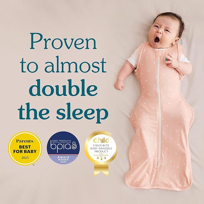 Love To Dream Swaddle UP, Transition Bag Warm 2.5 TOG, Patented Zip-Off Wings, Gently Help Baby Safely Transition from Being Swaddled to Arms Free (Rose Pebbles, Large (19-24 lbs.))