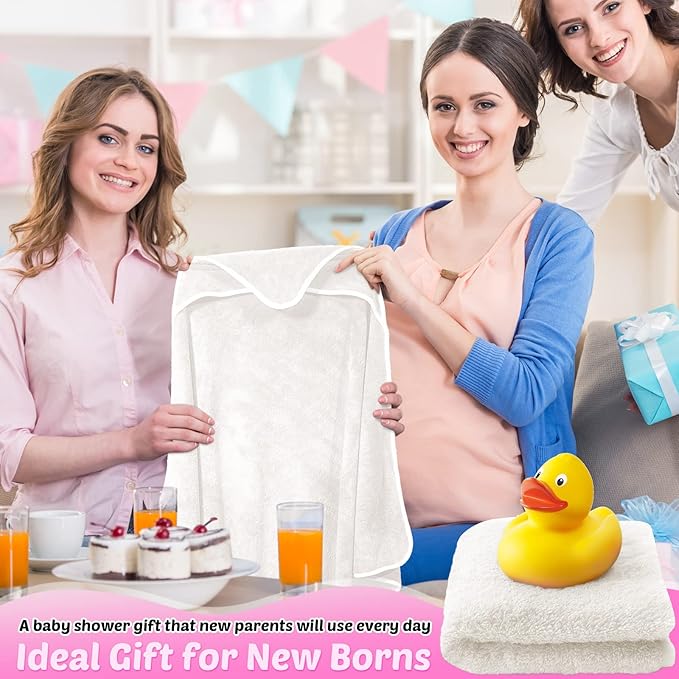 Reginary 4 Pack Baby Hooded Towels Coral Fleece Baby Bath Towels 30 x 30 Inch Soft Absorbent Hooded Bath Blanket for Newborn Toddler Infant Boy Girl Shower Gift Supplies (White, Pink)
