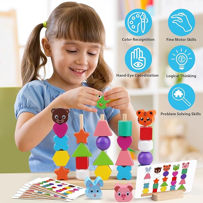 Montessori Toddler Game Toys for Boys Girls 2 3 4 Years Old, Cute Animal Vivid Colors Shape Sorting & Stacking Early Learning Educational Toys for Halloween Thanks Giving