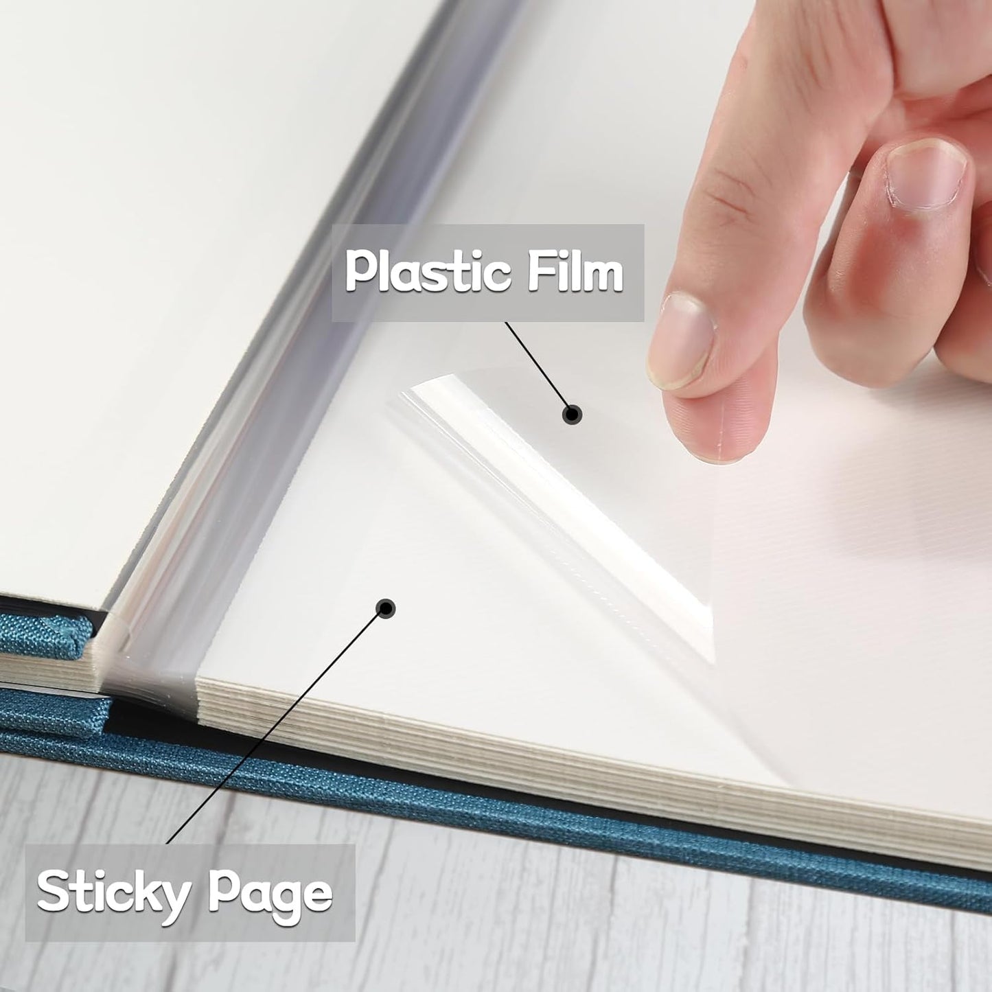 Vienrose Photo Album Self Adhesive for 2x3 4x6 5x7 8x10 Pictures DIY Scrapbook 60 Blank Pages Linen Cover Memory Book for Wedding, Baby Growth, Travel, Skyblue