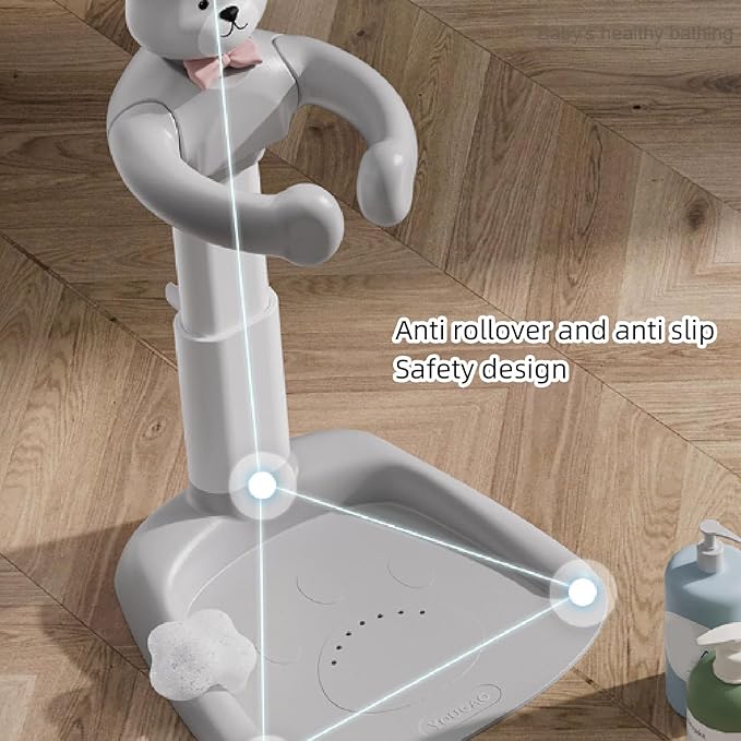 Baby Bathtub with Shower Stand Support, Anti Pinch Support Baby Shower Stand, Adjustable Shower Tower Anti Slip for Toddler Standing Up Themselves, for Infants 8-36 Months