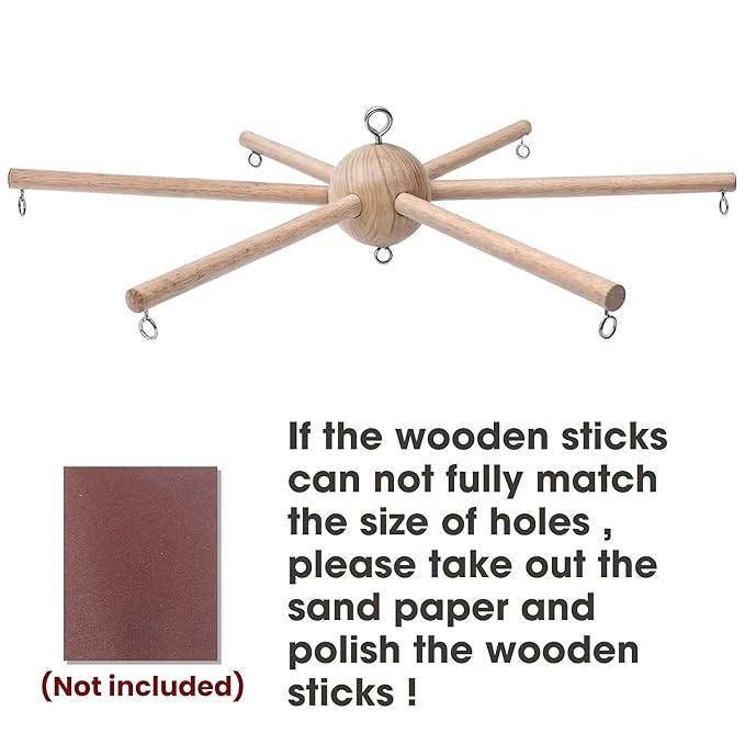 DIY Baby Mobile Kit, Hanging Frame Hanger for Crib, Decorative Natural Wooden Wind Chime Equipment for Infant Boy Girl Home Nursery Bedroom Ceiling Wall Balcony, Craft, Toy Bell Accessories Decor, N