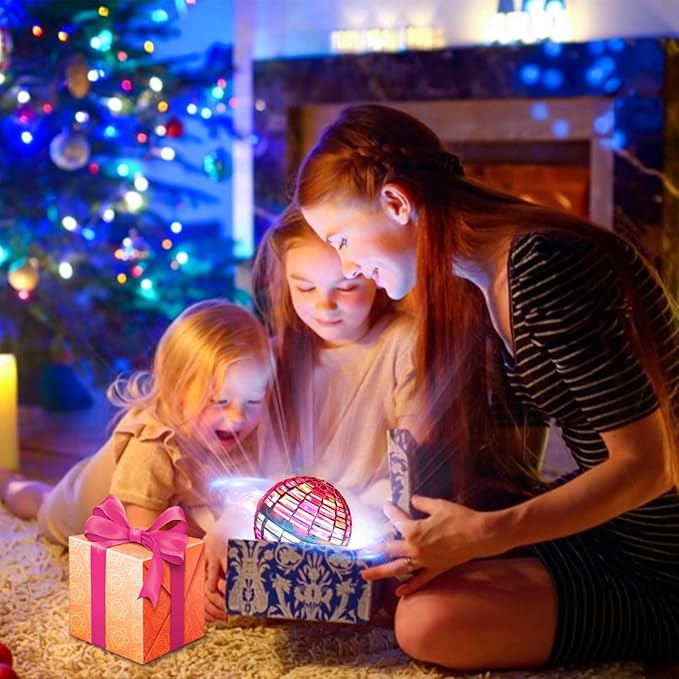 Flying Orb Ball (Red, 2025 Upgraded) with Dazzling Lights, Magic Hover Spinner, Cool Boomerang Drone, Floating Cosmic Globe, Kids Outdoor Toys, for 6 7 8 9 10 Year Old Boys Girls