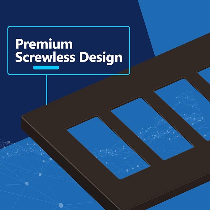 LIDER Matte Finish Decorator Switch Cover, Screwless Wall Plate, Mid-Size 4-Gang 4.88" x 8.58", Unbreakable Polycarbonate Thermoplastic, UL Listed, LSWP-34M-BR, Brown