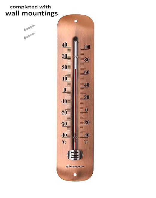 12.2 Large Numbers Premium Steel Outdoor/Indoor Thermometer Waterproof Vintage Style Decorative