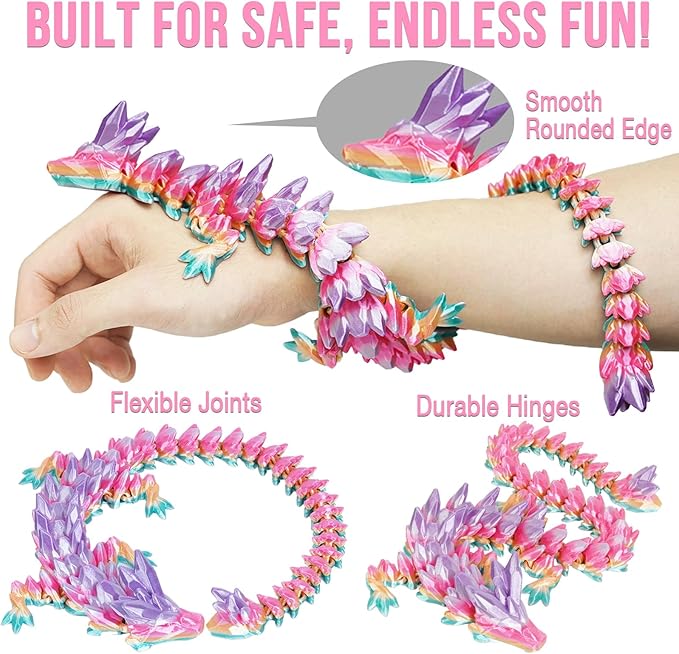 Large Dragon Eggs with Dragon Inside, 3D Printed Surprise Funny Gifts for Kids, Articulated Dragon Fidget Toys for Adults, Executive Desk Toys Office Room Décor (Pastel Rainbow)