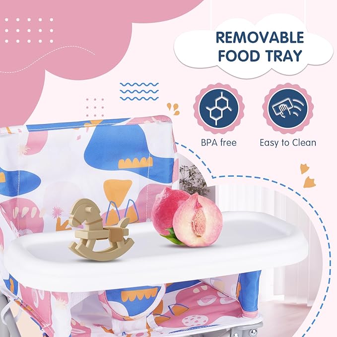 Portable Booster Seat, Toddler Baby Seat with Tray for Dining Table Compact Floor Chair for Camping Lawn Beach Babies Travel 6-36 Months