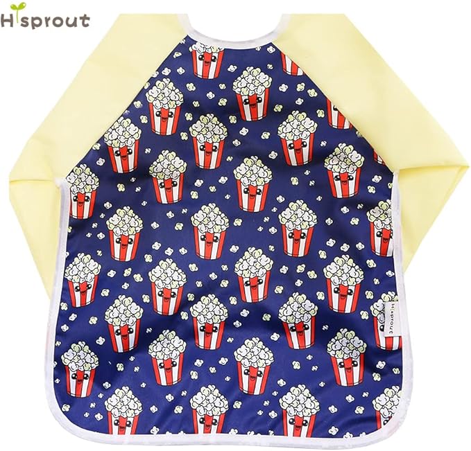 Infant Toddler Baby Waterproof Sleeved Bib, Bib with Sleeves&Pocket, 6-24 Months