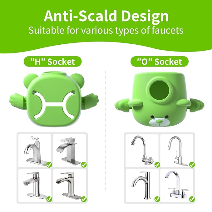 Skyroku Faucet Extender for Toddlers, Sink Extenders with Temperature Sensitive for Kids Hand Washing Sink Faucet Extension,Suitable for Bathroom Sink, Kitchen,Bathtub.(Brown) (Brown&Green)