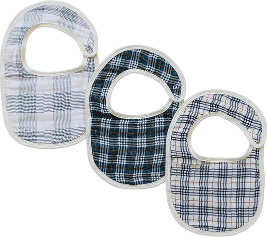 Mebie Baby Muslin Cotton Bib, 3 pack, Baby Bib Set for Burp, Spit Up, Drool, Bandana Bibs for Baby Boy or Baby Girl