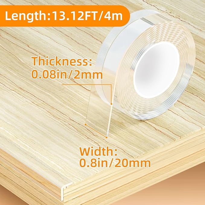 Clear Edge Protector Strip Sharp Edge Wrap Cover Tape,0.8 in x 13.12 FT,Self Adhesive Protective Bumper Guards for Cabinet Door Desk Glass Table Bed Furniture, Kitchen Countertop, Waterproof