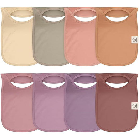 8-Pack Baby Bibs for Boys, Girls - Pullover Bibs for Drooling Teething Baby Girl & Boy Toddler, Newborn, Soft & Absorbent, Cute Colors, Large Torso Coverage Keep Infant Clean & Dry (Mauve)