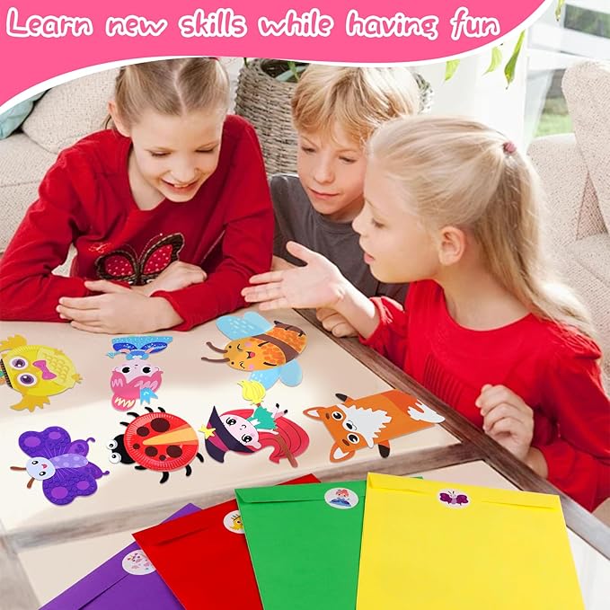 DINSUMRUG 20 Animal Arts & Crafts Kit for Kids 4-6, All-Inclusive Toddler Craft Box with Paper Plates, Puppets, Fun Activities, Tigers, Lions (134 Characters) (Princess)