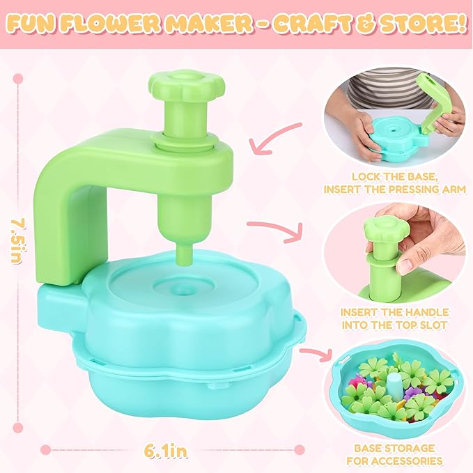 Crelloci DIY Fabric Flower Bouquet Craft Kit - Creative Handmade Floral Arrangement Toy Set, Arts and Crafts Gift for Toddlers Kids Girls & Boys Ages 3+