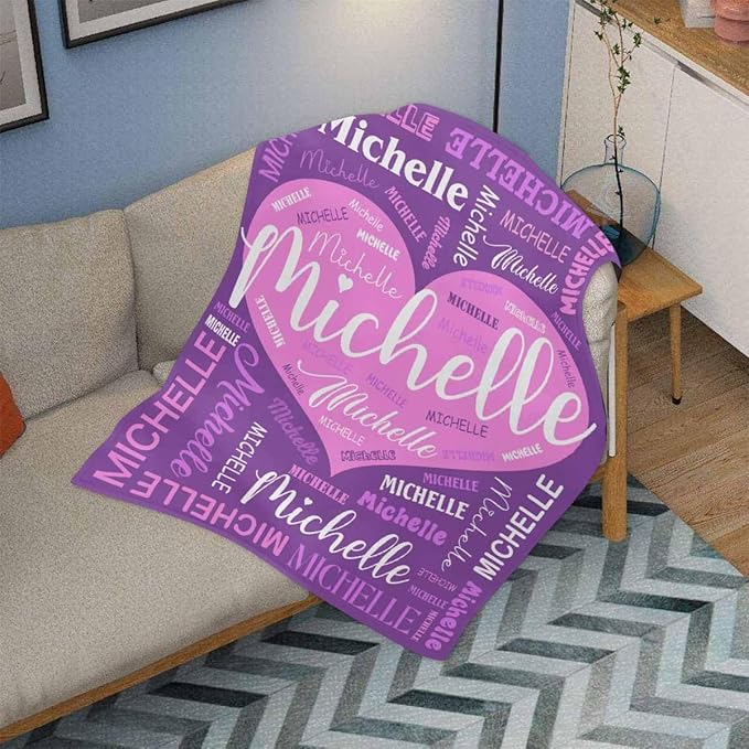 M YESCUSTOM Custom Baby Blankets for Kids, Personalized Baby Blankets for Girls Boys Adult Toddler Customized Soft Throw Blanket with Name Birthday Christmas Valentines Day Pink Heart
