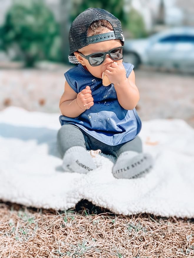 BapronBaby Minimalist Navy Blue Bapron - No Neck Tie Safer Bib for Baby & Toddler - Soft Waterproof Stain Resistant - Machine Washable - Sz Baby/Toddler 6m-3T