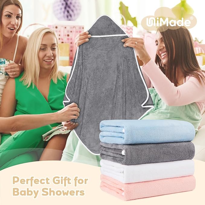 Hooded Towel for Newborn, 4 Pack Soft Coral Fleece Baby Towels, Ultra Absorbent Bath Cloths Bulk for Infants, Toddlers, Newborn Essential- 30 x 30 inch - Multicolor