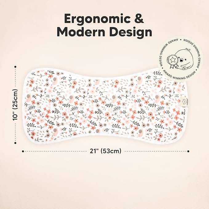 Organic Burp Cloths Baby Boy & Girl - 5-Pack Super Absorbent Cotton Burping Cloths for Babies, Soft & Plush Newborn Spit Up Rags, Infant Towels for Milk Spit Up, Unisex, Large 21" x 10" (Sweet Charm)