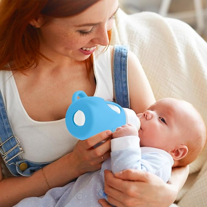 BUSOHA 3 Pack Silicone Sleeves for Avent Natural Baby Bottles - Drop Protection Baby Bottle Holder with Handle Compatible with Philips Avent Anti Colic Baby Bottles,8 Ounce