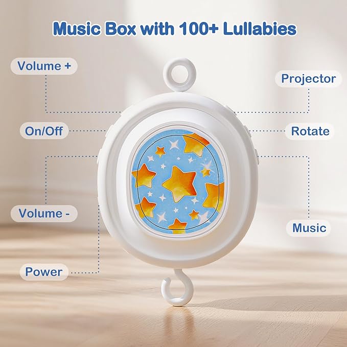 Unicorn Baby Crib Mobile for Girls with Music Box (100+ Lullabies), Rotating Plush Crib Toys for Newborns, Infant, Baby Christ & Shower Gift