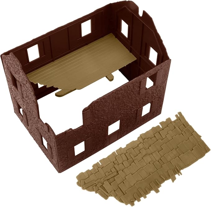 BMC WW2 Bombed French Farm House - Plastic Army Men Playset Accessory