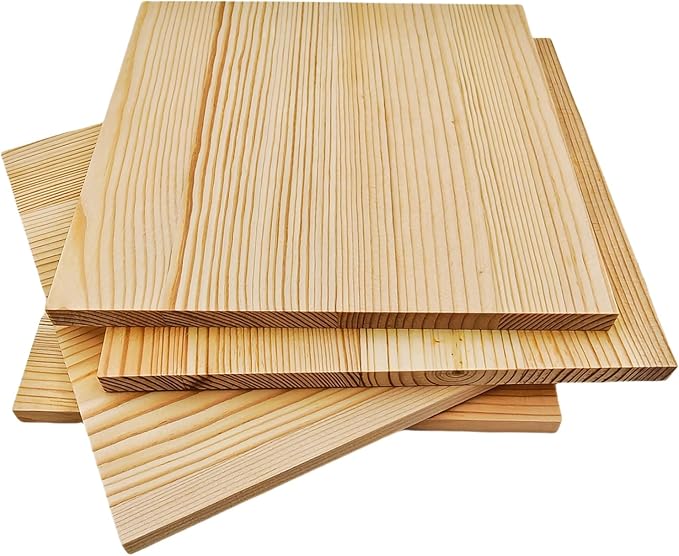 4PCS Unfinished Wood Square Blocks for Crafts, 7.8x7.8x0.4in Blank Wooden Squares Pine Wood Boards for Carving,DIY Wood Coasters,Painting & Burning