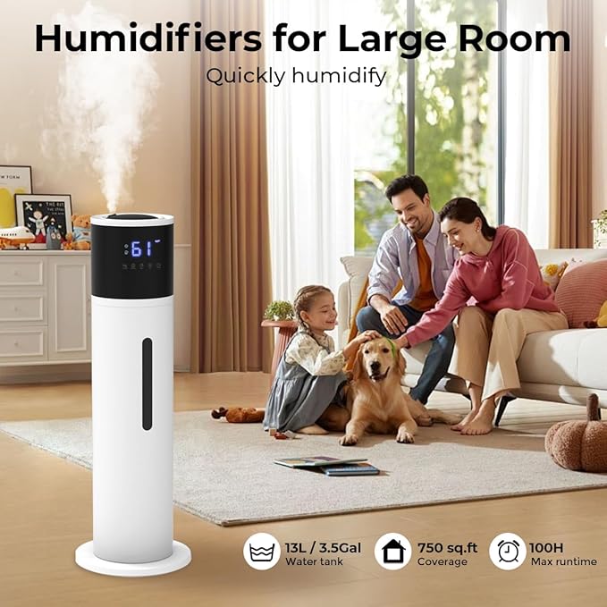 VENTISOL Large Humidifiers for Bedroom, 16L/4.2Gal Quiet Cool Mist Humidifier for Home Large Room, Top Fill Humidifiers for Baby Nursery, Living Room, White