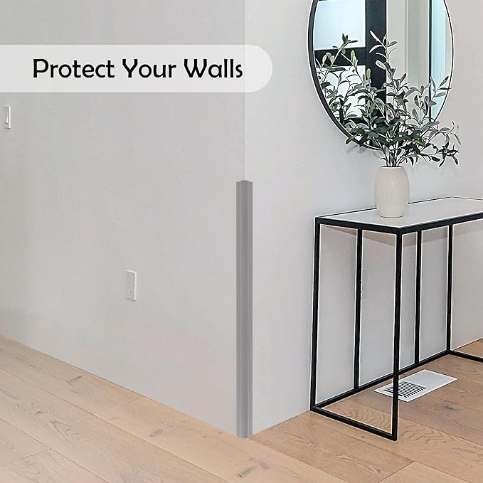 Rubber Bond Wall Corner Guard Edge Protector, 48 inch Heavy Duty Baby Proofing Corner Guards | Self-Adhesive Furniture Edge Strips for Home & Office (5, Grey)