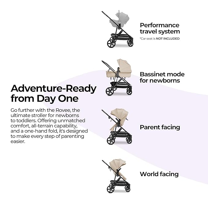 MAMA & BABY Rovee 2-in-1 Baby Stroller, Convertible Infant & Toddler Stroller with Reversible Seat, Large UPF 50+ Sun Canopy, Foldable Stroller with Shock-Absorbing Wheels & Storage Basket