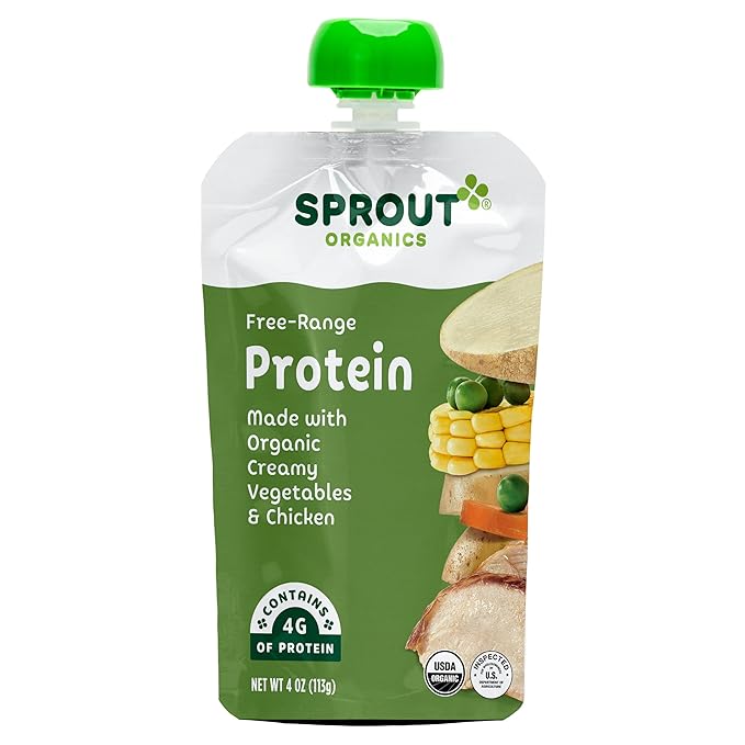 Sprout Organic Baby Food Pouches Stage 3, Creamy Vegetables w/ Chicken, 4 Oz (Pack of 12)
