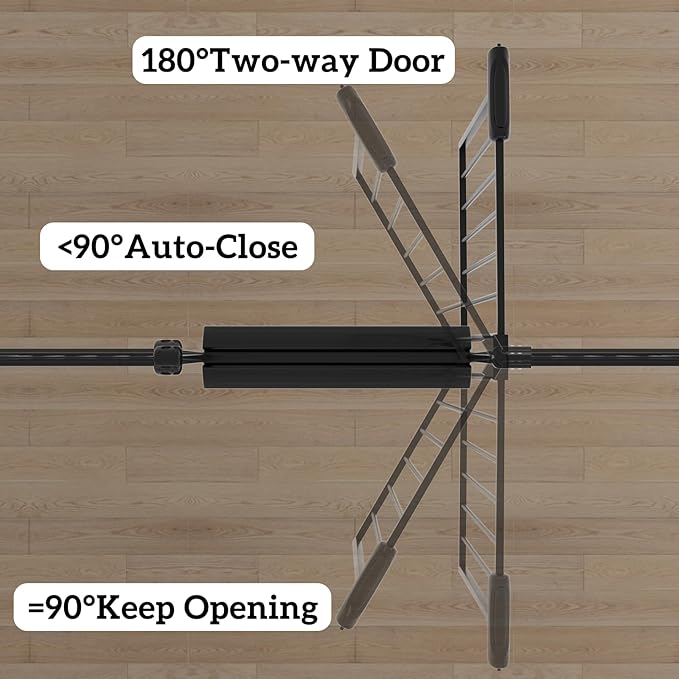 Extra Wide Baby Gates for Doorways 52.76"-62.20" Extra Wide Baby Gate Dog gate Pressure Mounted No Drilling with Walk-Through, Auto-Close & Dual-Direction Swing for Large Wide Opening Black