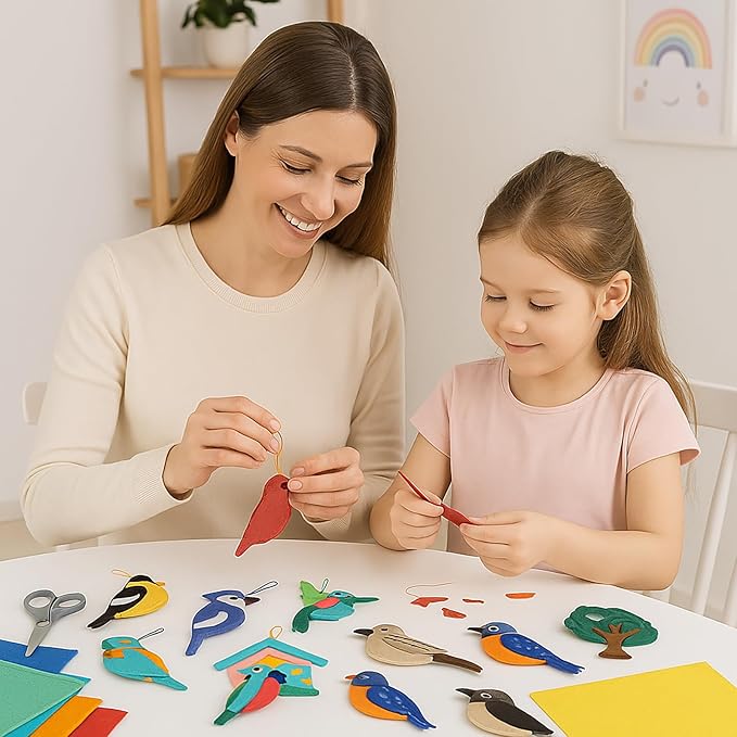 FYXGZZH Kids Beginner Sewing Kit – DIY Stuffed Craft Set with Pre-Cut Felt, Plastic Needle & Embroidery Thread, Educational Arts & Crafts for Boys & Girls Ages 6-12, Bird