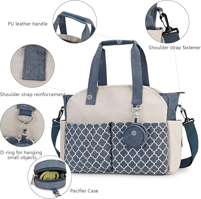 Lmbabter Diaper Bag Tote with Changing Station Upgrade Multi-Function Baby Bag with Adjustable Shoulder Strap