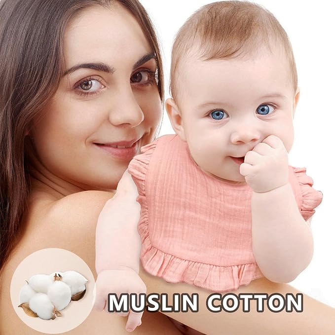 EllieHouse Baby Bibs for Girls Boys 10Pack Muslin Drool Teeth Drooling Teething Bibs Muslin Cotton for Infant Toddler
