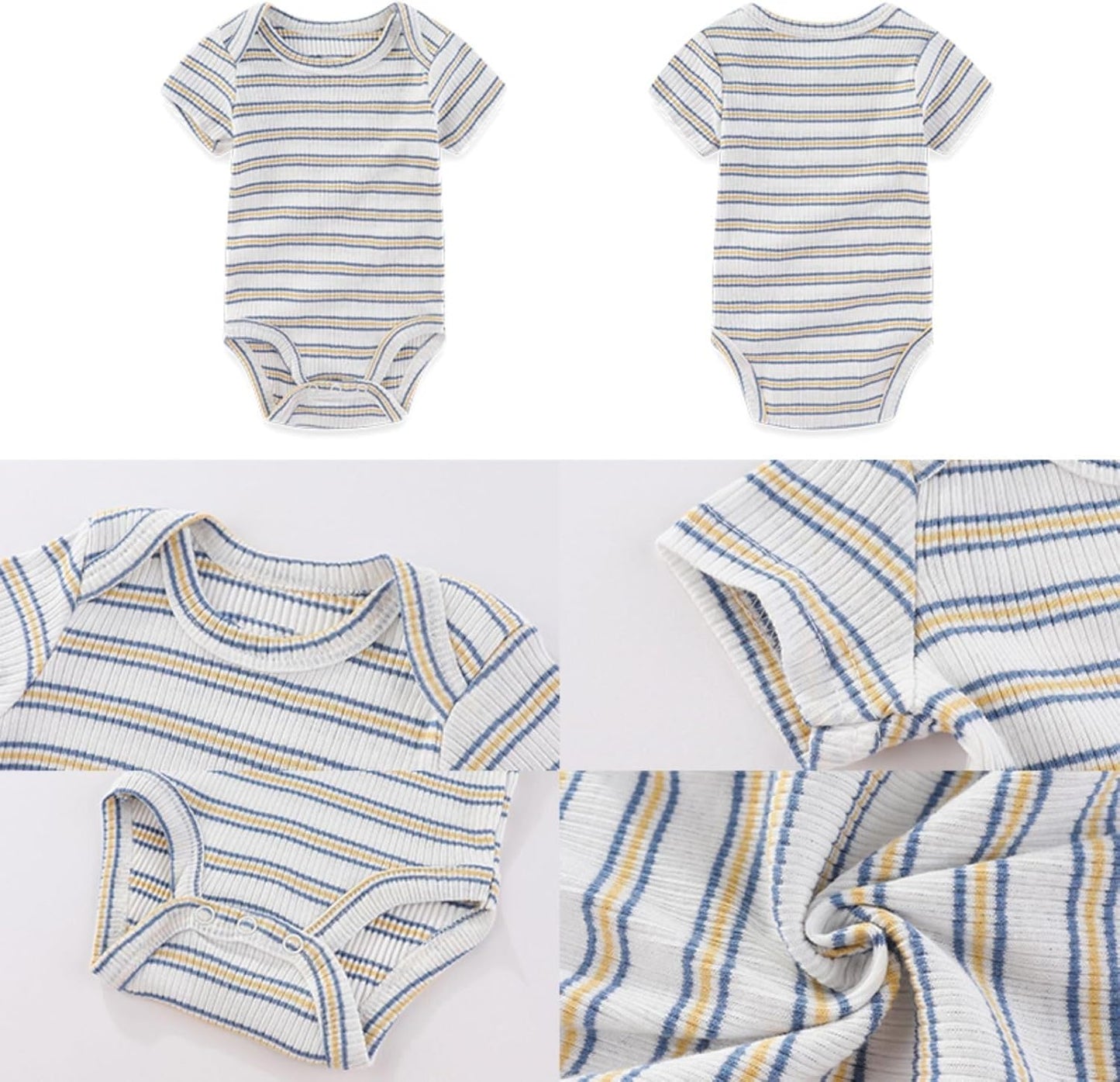 Four Seasons Baby Boy Girl Bodysuits 5-Pack Cotton Comfort Short Sleeve Baby Clothes Soft Infant Outfits