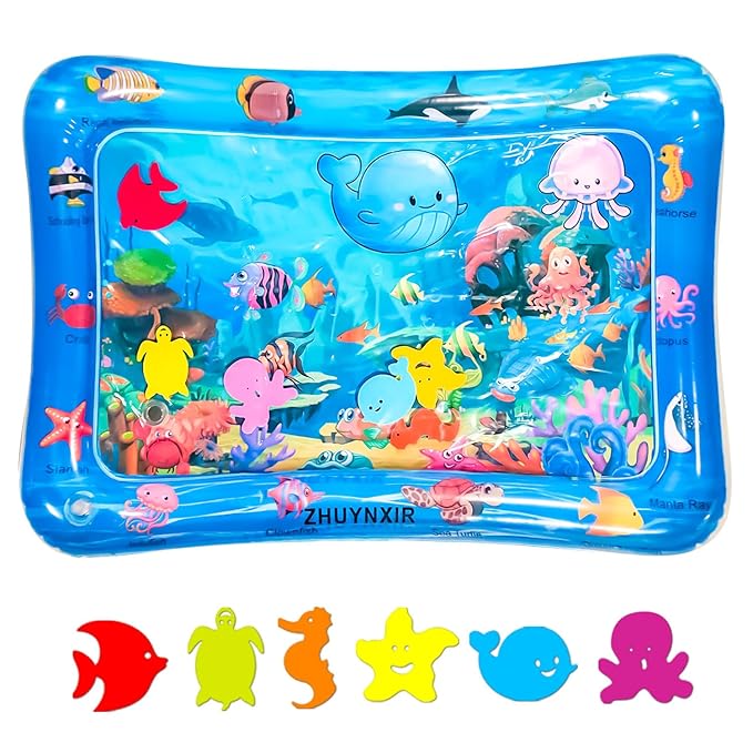 ZHUYNXIR Infant Play mat, Inflatable Play Mat Water Cushion Baby Water mat, Fun Early Development Activity Play Center for Newborn (27.5x20 in)