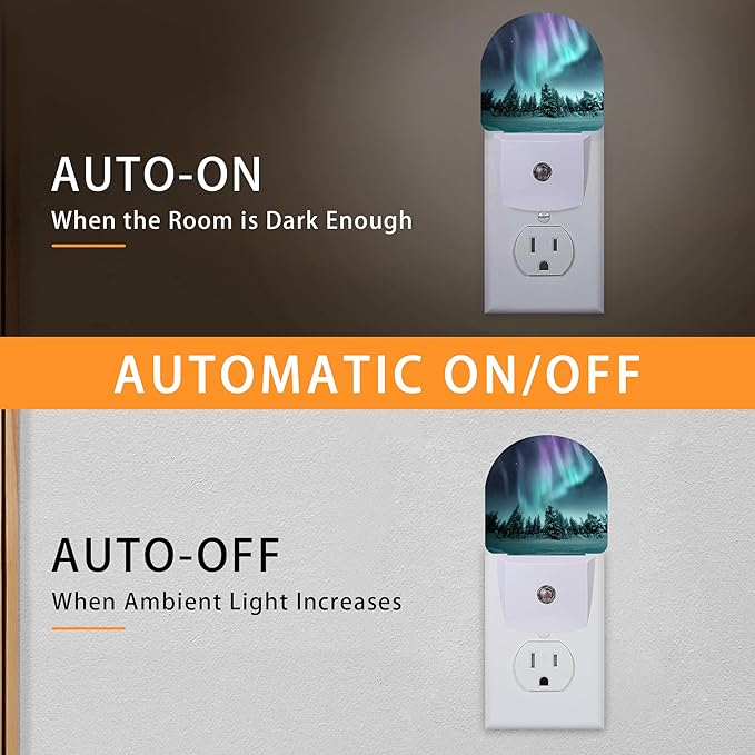 Aurora Forest Night Light - LED Wall Sconce for Bedroom, Bathroom, Hallway, Plug in Decorative Lighting, Gift Ready LED Wall Lamp for Women