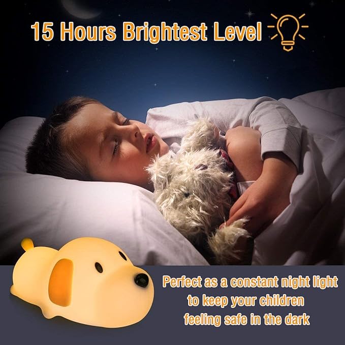 Night Light for Kids,Cute Silicone Nursery Puppy Lamp for Baby and Toddler,Animal NightLight for Boys and Girls,Squishy Night Lamp for Bedroom,Kawaii Bedside Lamp for Kids Room(Puppy)
