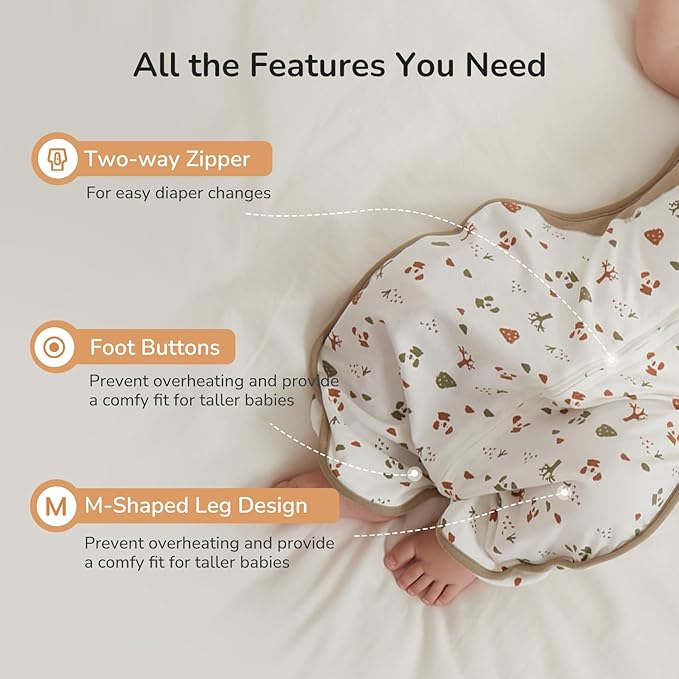 Transition Swaddle Sleep Sack, 3-6 Months, 12-18 lb, Arms In/Out, 2-Way Zipper, Moisture-Wicking Fabric, Improves Sleep, Snug Fit, Helps Calm Startle Reflex (Bear and the Forest)